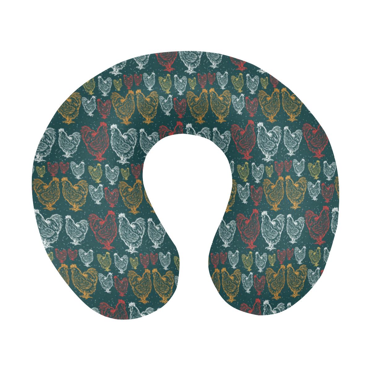 Rooster Hand Draw Design U-Shaped Travel Neck Pillow-JTAMIGO.COM