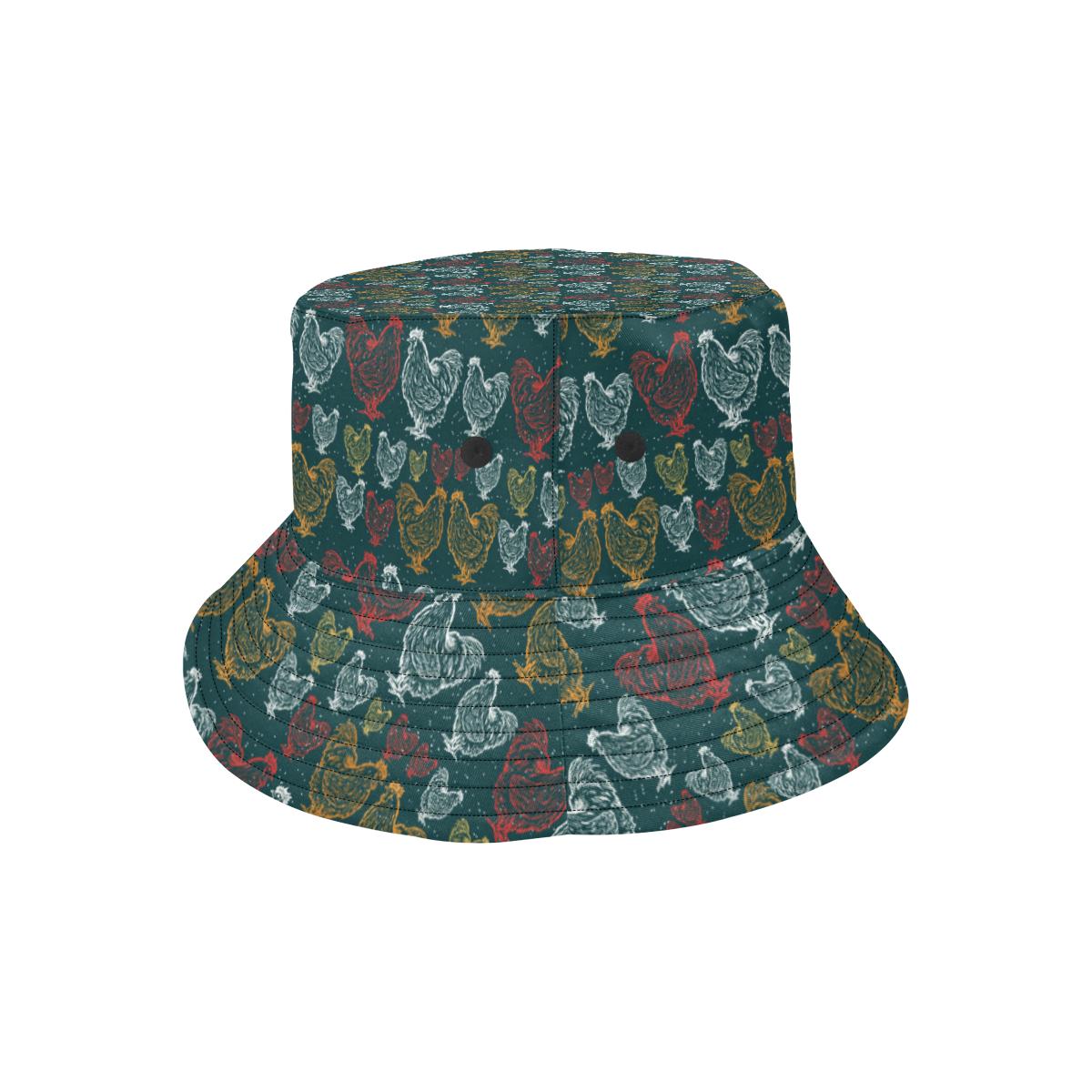 Rooster Hand Draw Design Unisex Bucket Hat