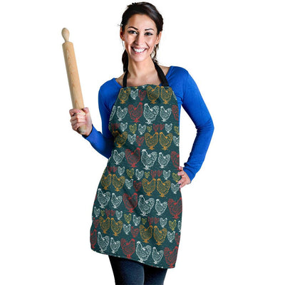 Rooster Hand Draw Design Women Apron