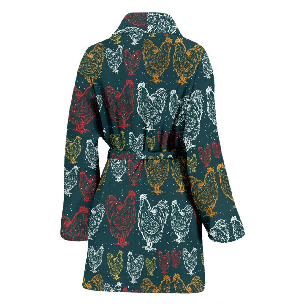 Rooster Hand Draw Design Women Bath Robe-JTAMIGO.COM