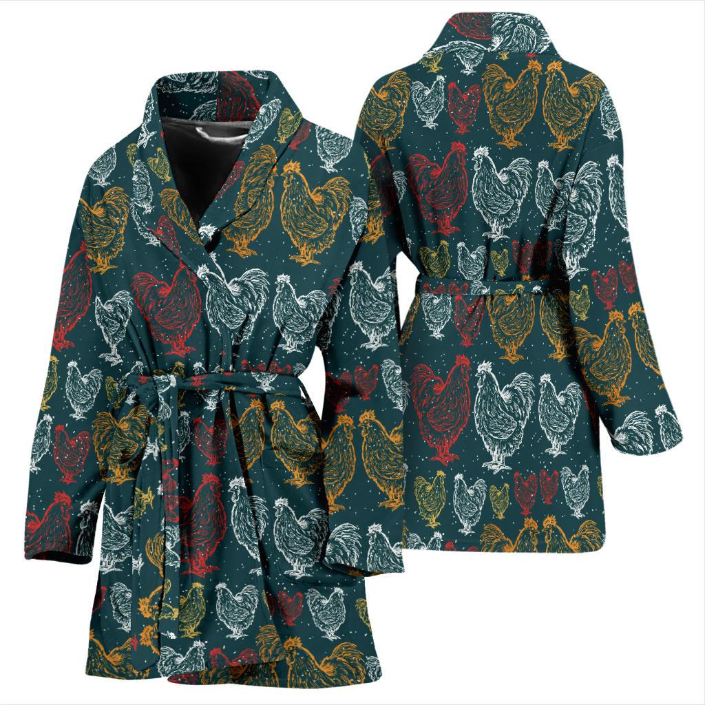 Rooster Hand Draw Design Women Bath Robe-JTAMIGO.COM