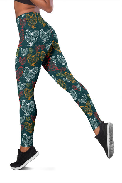 Rooster Hand Draw Design Women Leggings