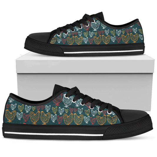 Rooster Hand Draw Design Women Low Top Shoes-JTAMIGO.COM
