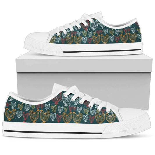 Rooster Hand Draw Design Women Low Top Shoes-JTAMIGO.COM