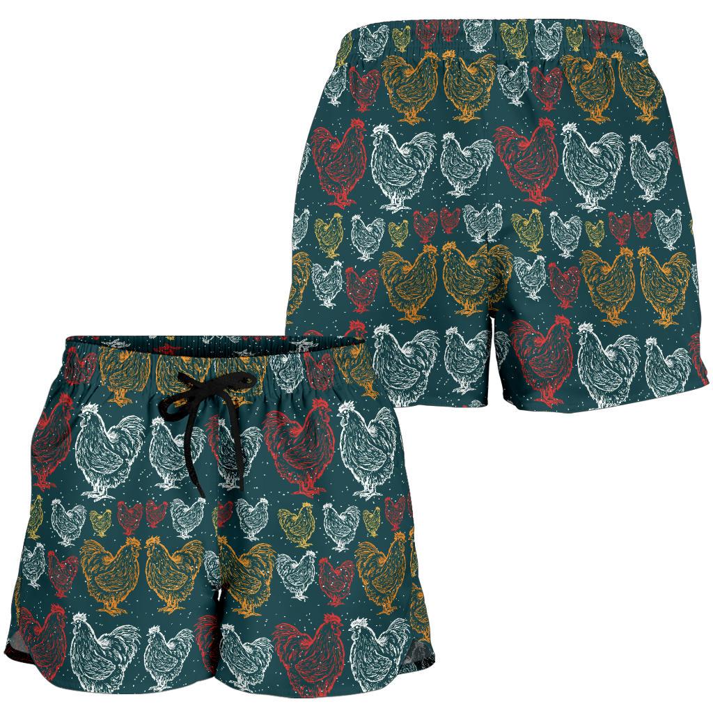 Rooster Hand Draw Design Women Shorts-JTAMIGO.COM
