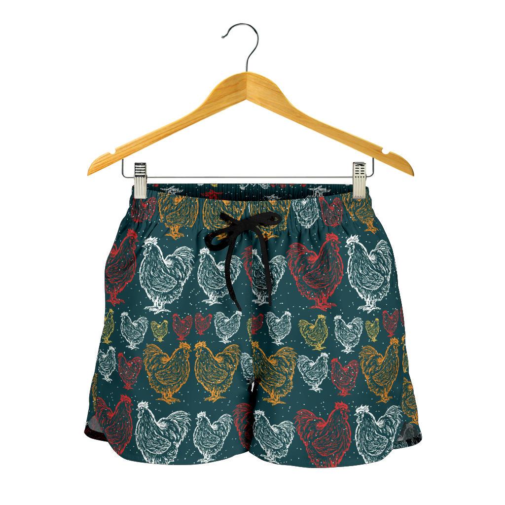 Rooster Hand Draw Design Women Shorts-JTAMIGO.COM