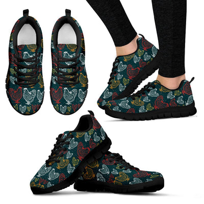 Rooster Hand Draw Design Women Sneakers Shoes