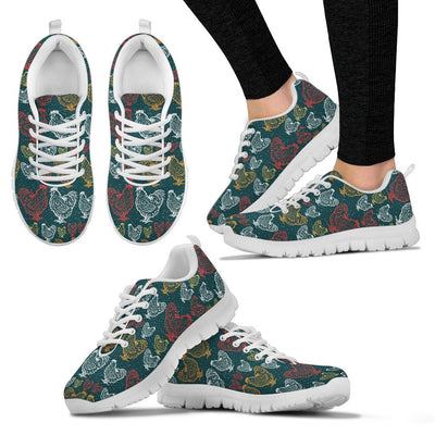 Rooster Hand Draw Design Women Sneakers Shoes