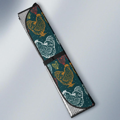 Rooster Hand Drawn Design Car Sun Shade For Windshield