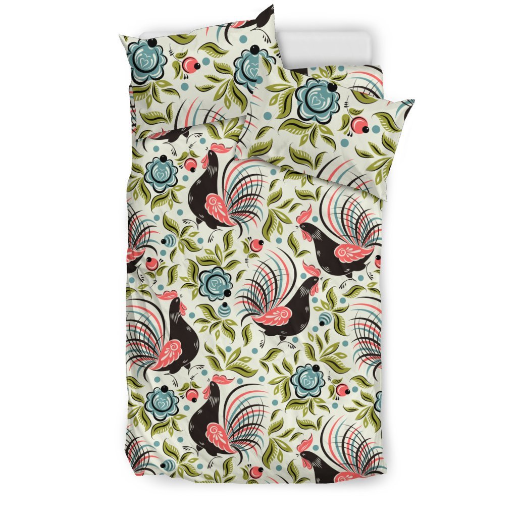 Rooster Print Design Duvet Cover Bedding Set