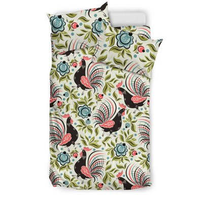 Rooster Print Design Duvet Cover Bedding Set
