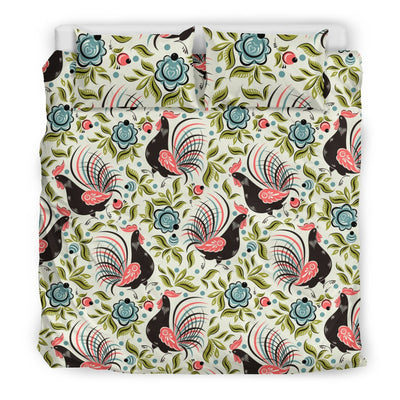 Rooster Print Design Duvet Cover Bedding Set