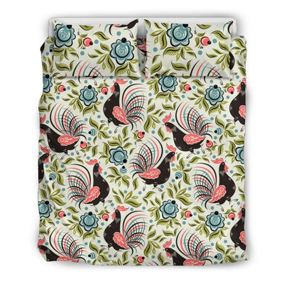 Rooster Print Design Duvet Cover Bedding Set
