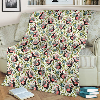 Rooster Print Design Fleece Blanket