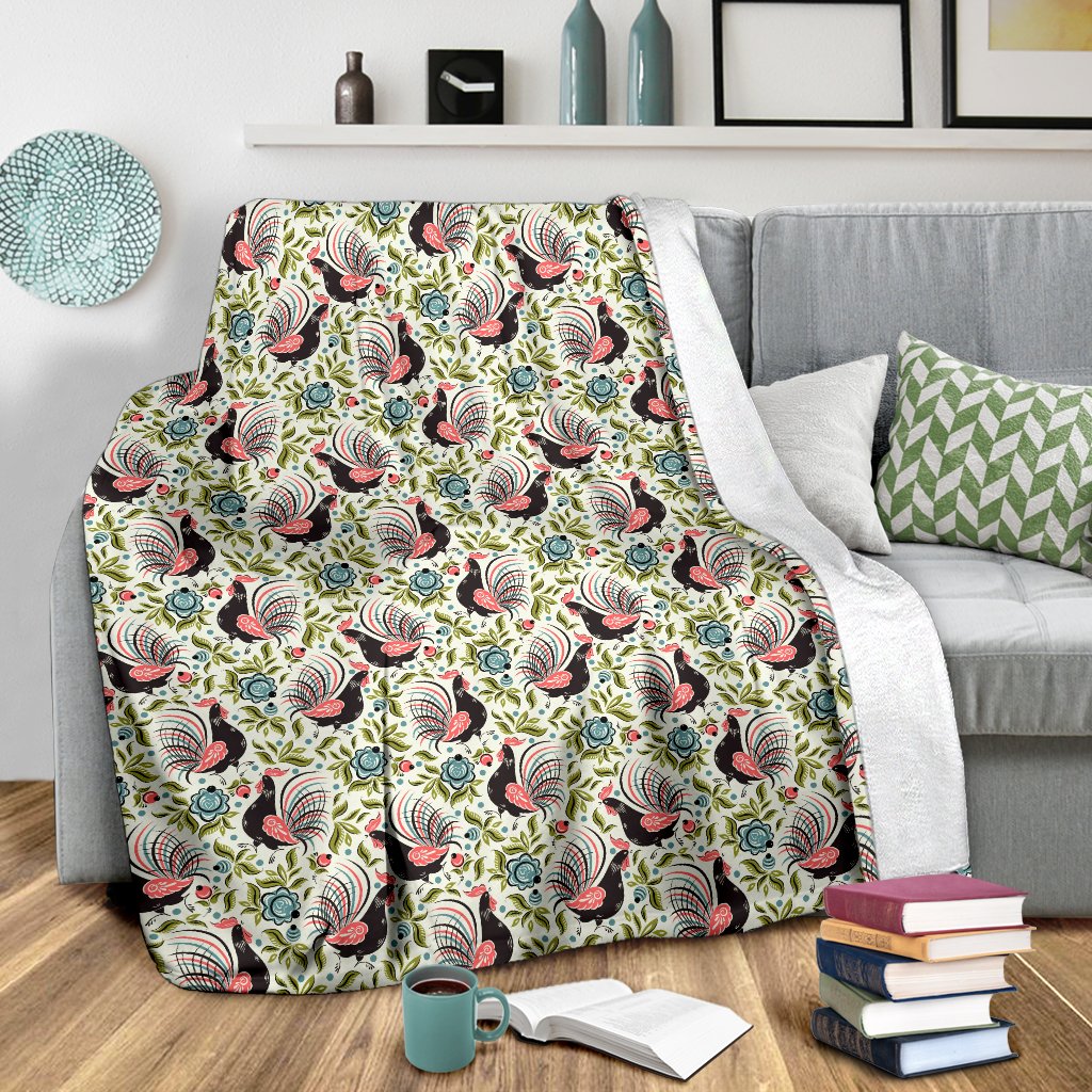 Rooster Print Design Fleece Blanket