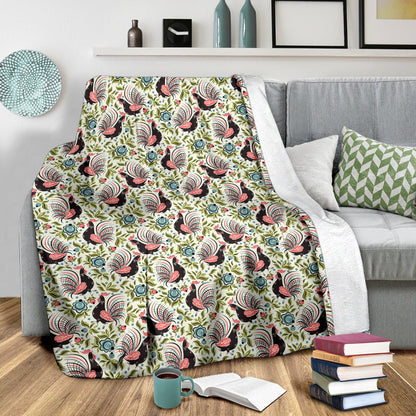 Rooster Print Design Fleece Blanket