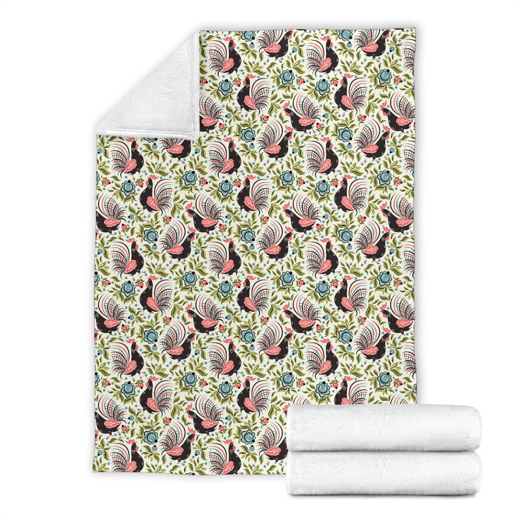 Rooster Print Design Fleece Blanket
