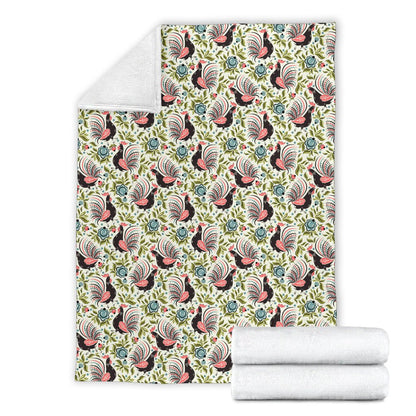Rooster Print Design Fleece Blanket