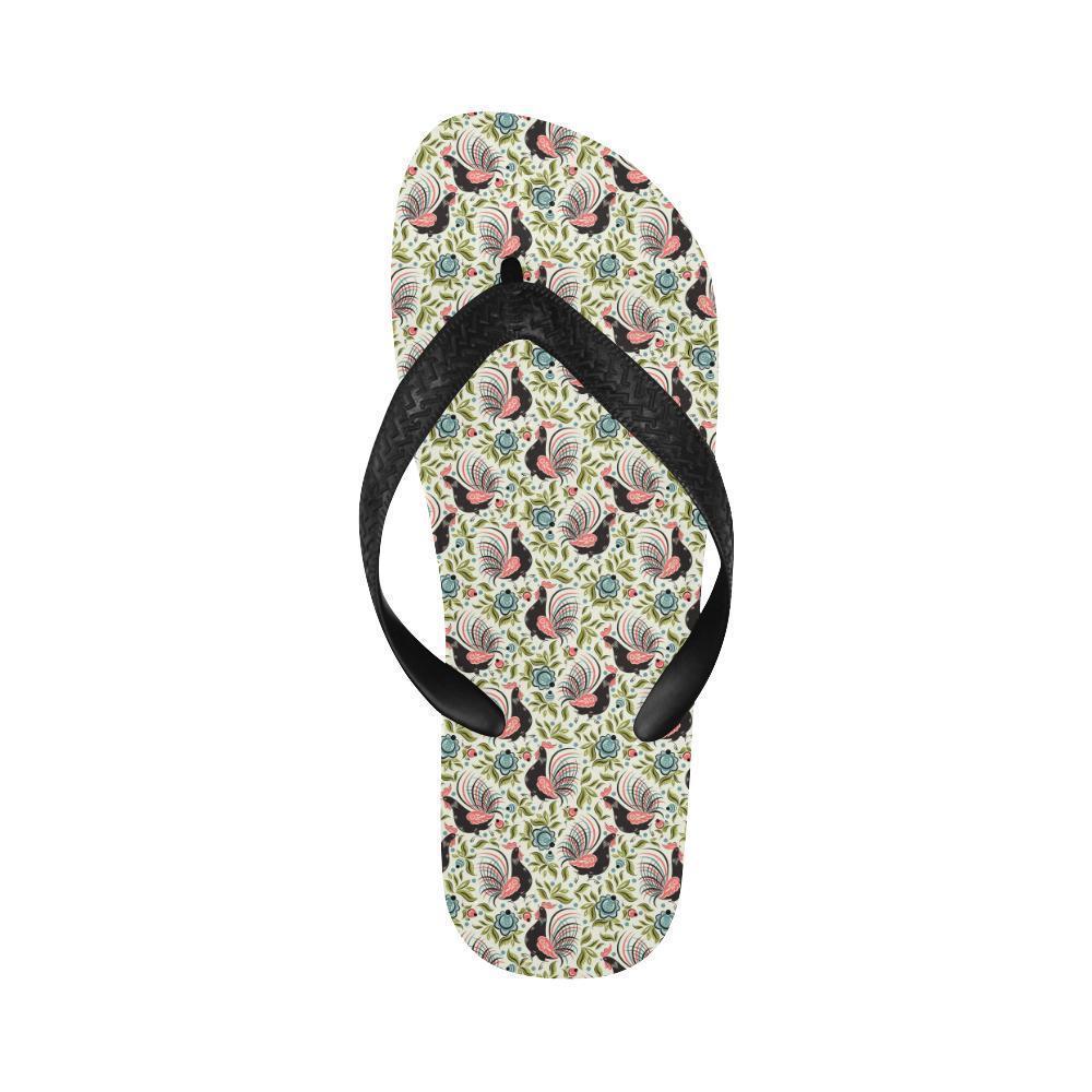 Rooster Print Design Flip Flops-JTAMIGO.COM