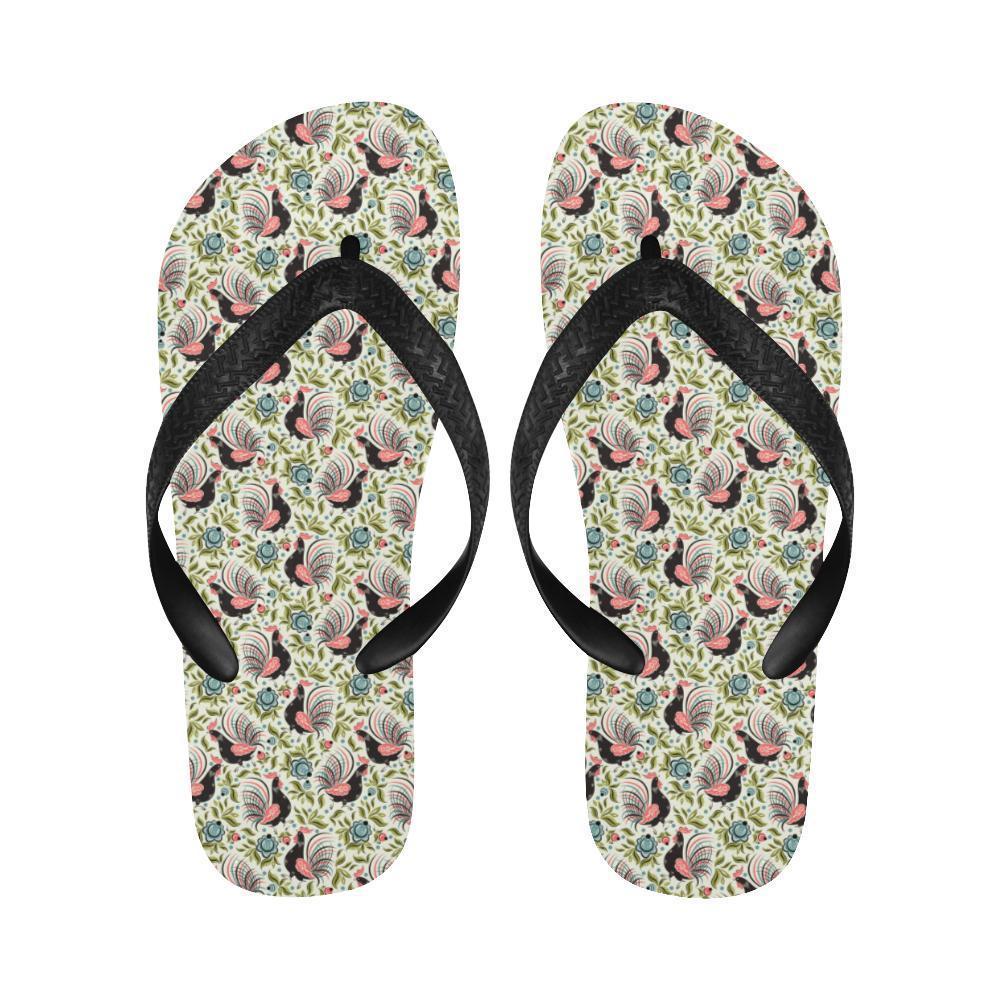 Rooster Print Design Flip Flops-JTAMIGO.COM