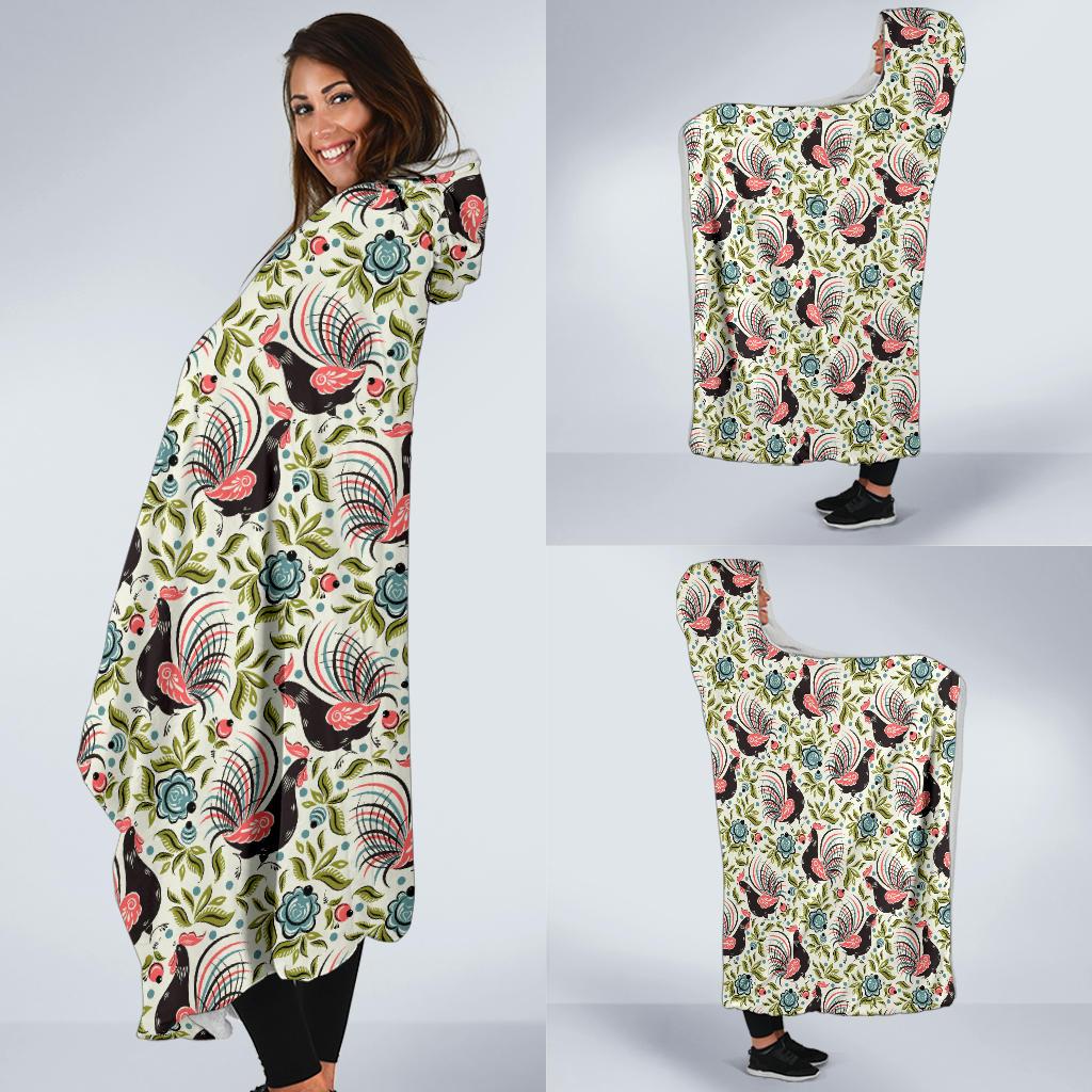 Rooster Print Design Hooded Blanket-JTAMIGO.COM