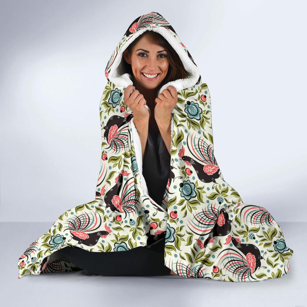 Rooster Print Design Hooded Blanket-JTAMIGO.COM