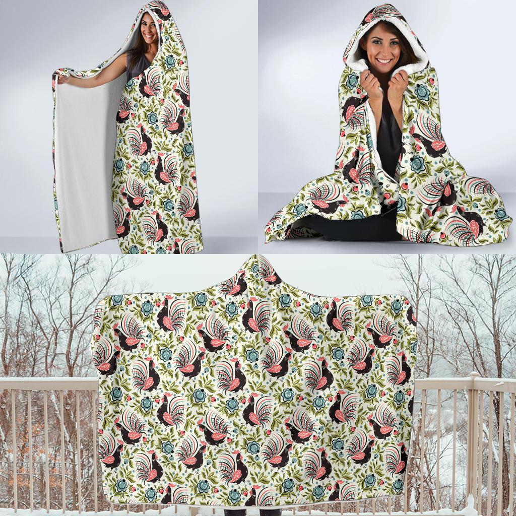 Rooster Print Design Hooded Blanket-JTAMIGO.COM