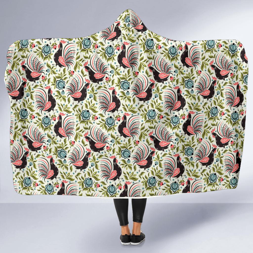 Rooster Print Design Hooded Blanket-JTAMIGO.COM