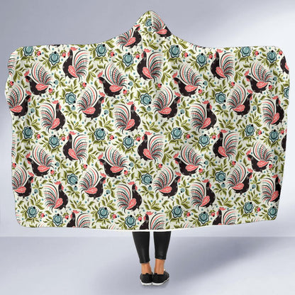 Rooster Print Design Hooded Blanket-JTAMIGO.COM