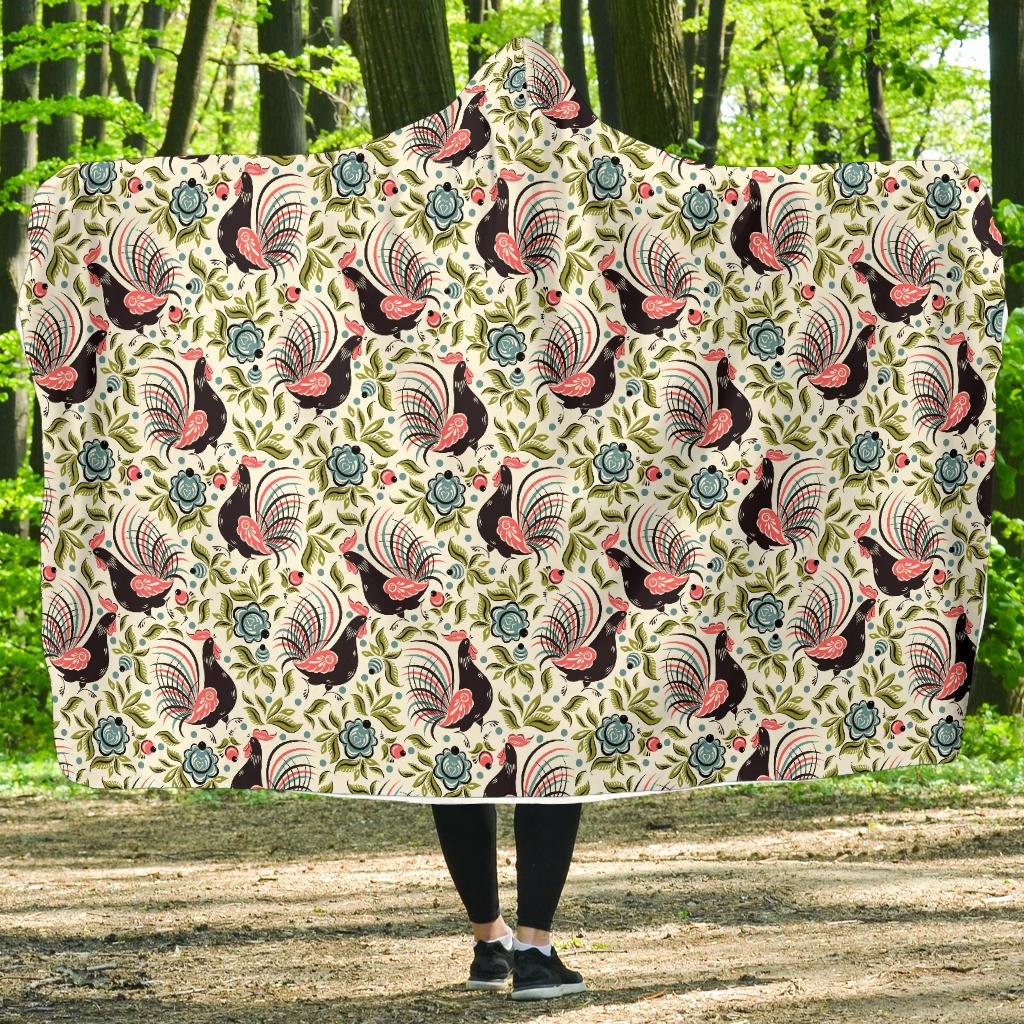 Rooster Print Design Hooded Blanket-JTAMIGO.COM