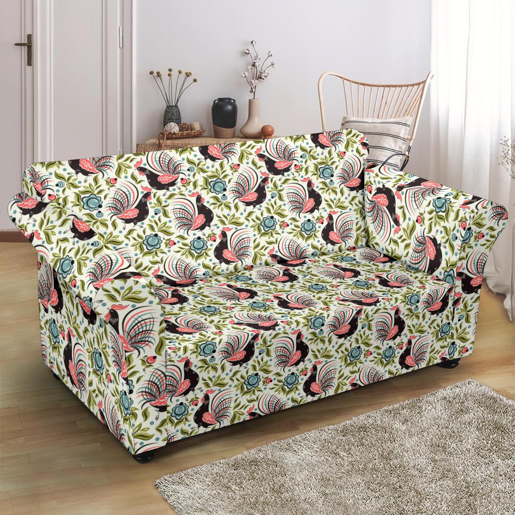 Rooster Print Design Loveseat Slipcover-JTAMIGO.COM