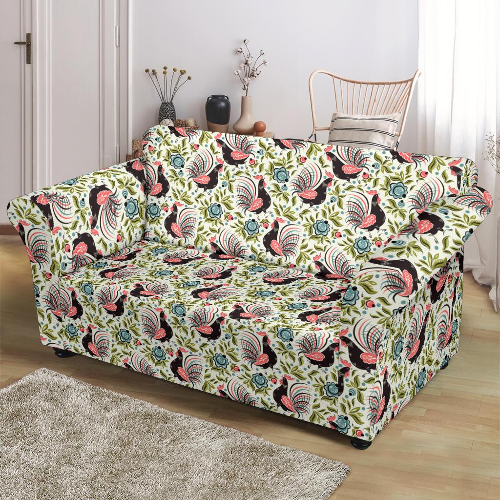 Rooster Print Design Loveseat Slipcover-JTAMIGO.COM