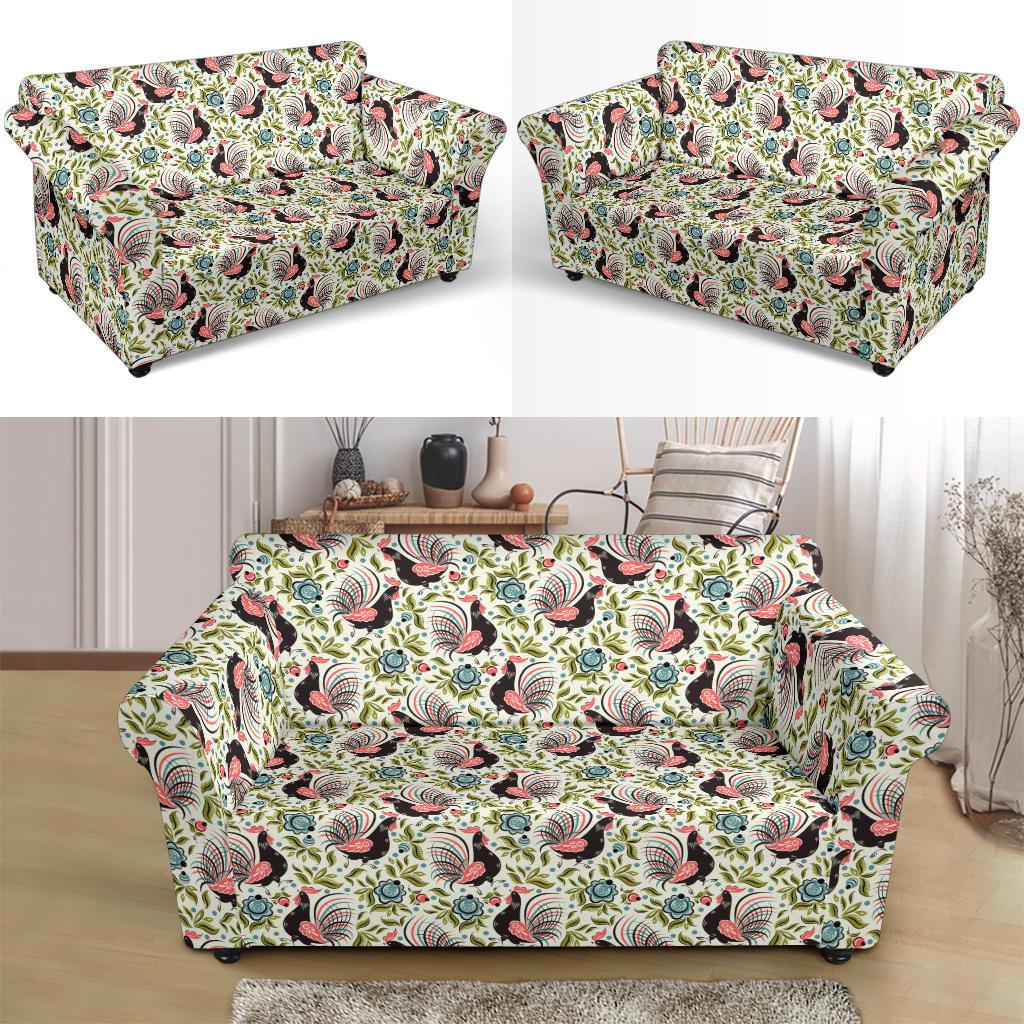 Rooster Print Design Loveseat Slipcover-JTAMIGO.COM