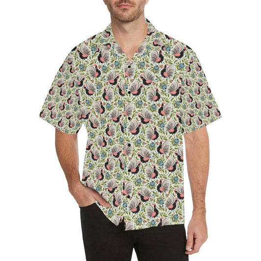 Rooster Print Design Men Aloha Hawaiian Shirt