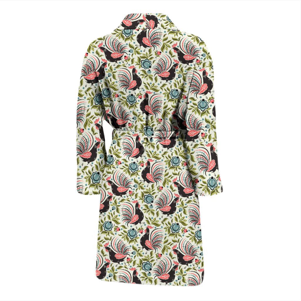 Rooster Print Design Men Bath Robe-JTAMIGO.COM