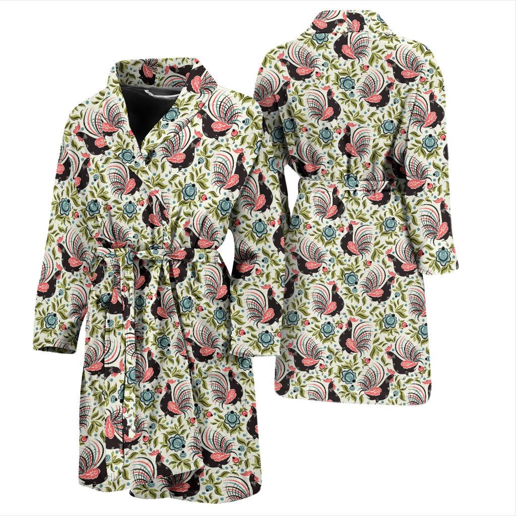 Rooster Print Design Men Bath Robe-JTAMIGO.COM