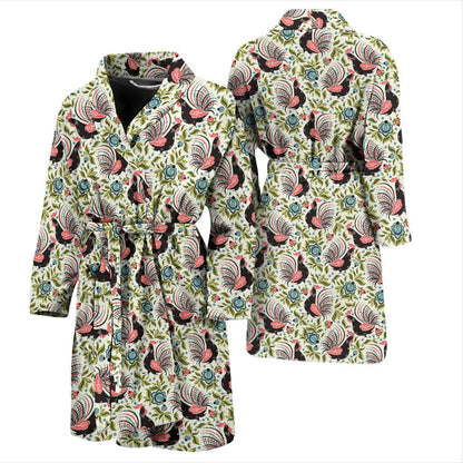 Rooster Print Design Men Bath Robe-JTAMIGO.COM