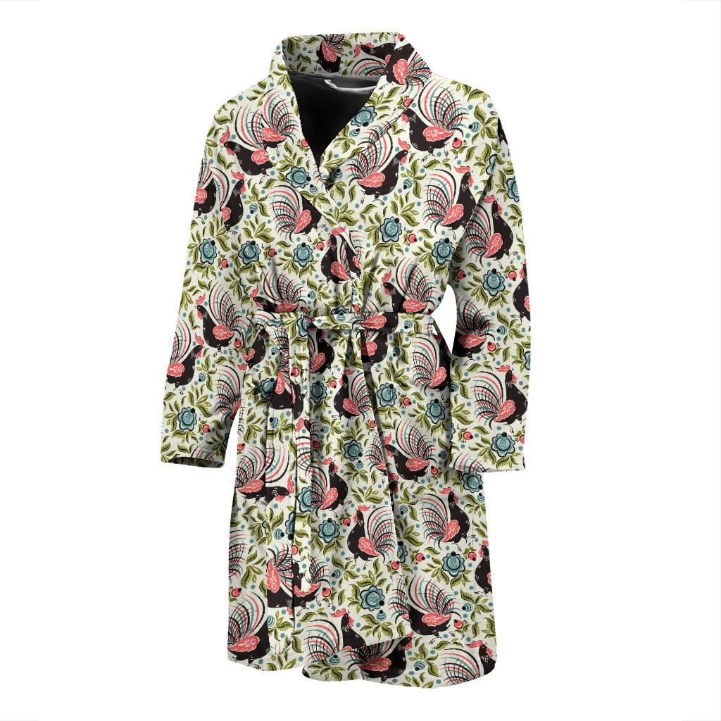 Rooster Print Design Men Bath Robe-JTAMIGO.COM