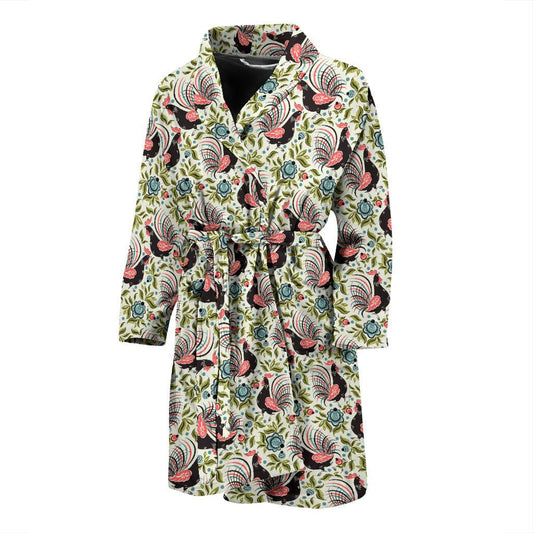 Rooster Print Design Men Bath Robe-JTAMIGO.COM