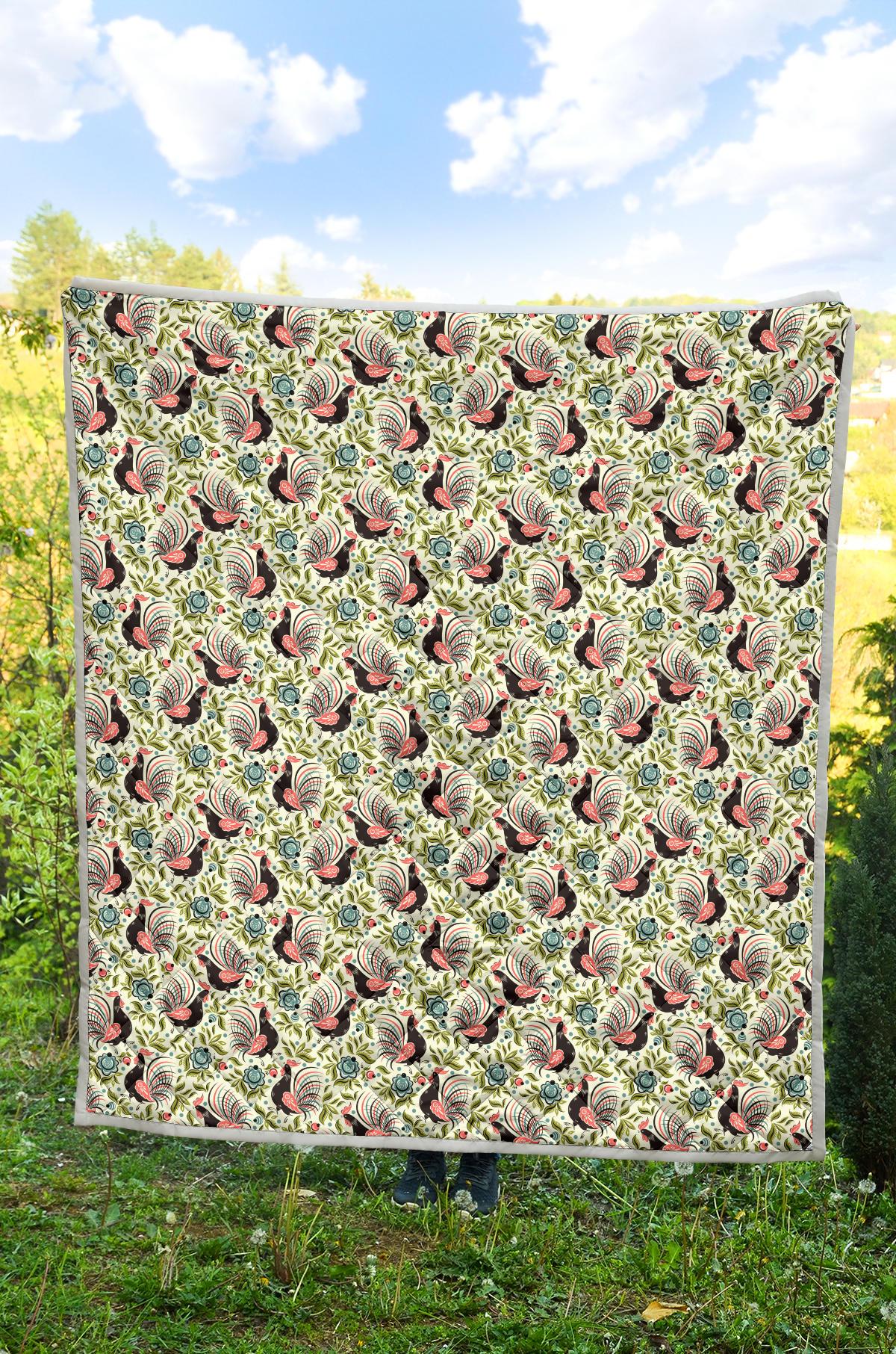 Rooster Print Design Premium Quilt-JTAMIGO.COM