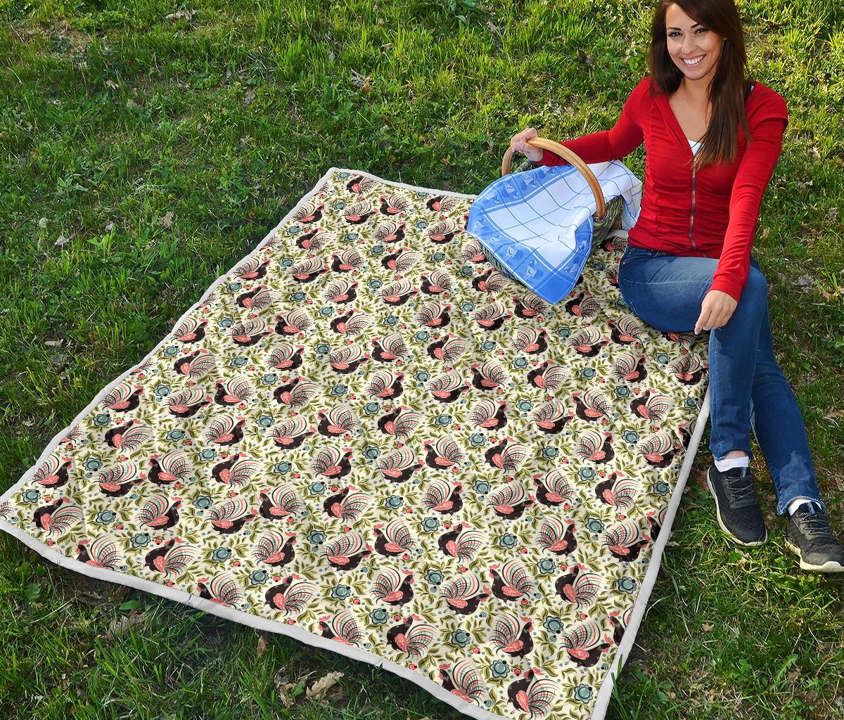 Rooster Print Design Premium Quilt-JTAMIGO.COM