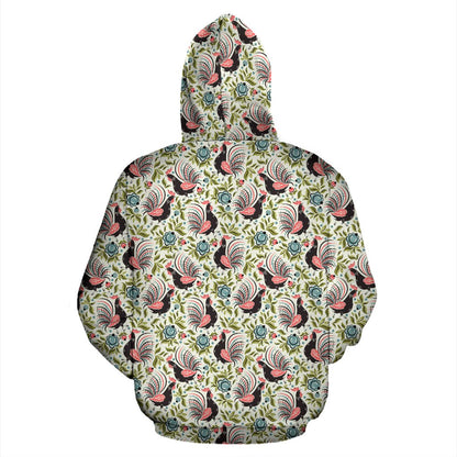 Rooster Print Design Pullover Hoodie