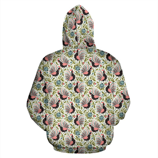 Rooster Print Design Pullover Hoodie