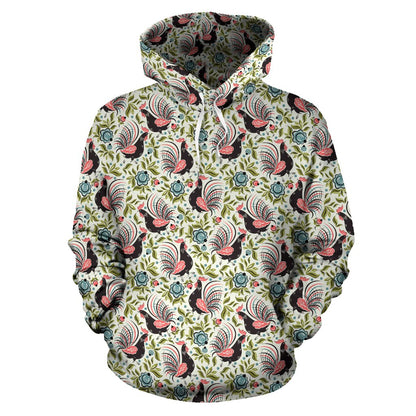 Rooster Print Design Pullover Hoodie