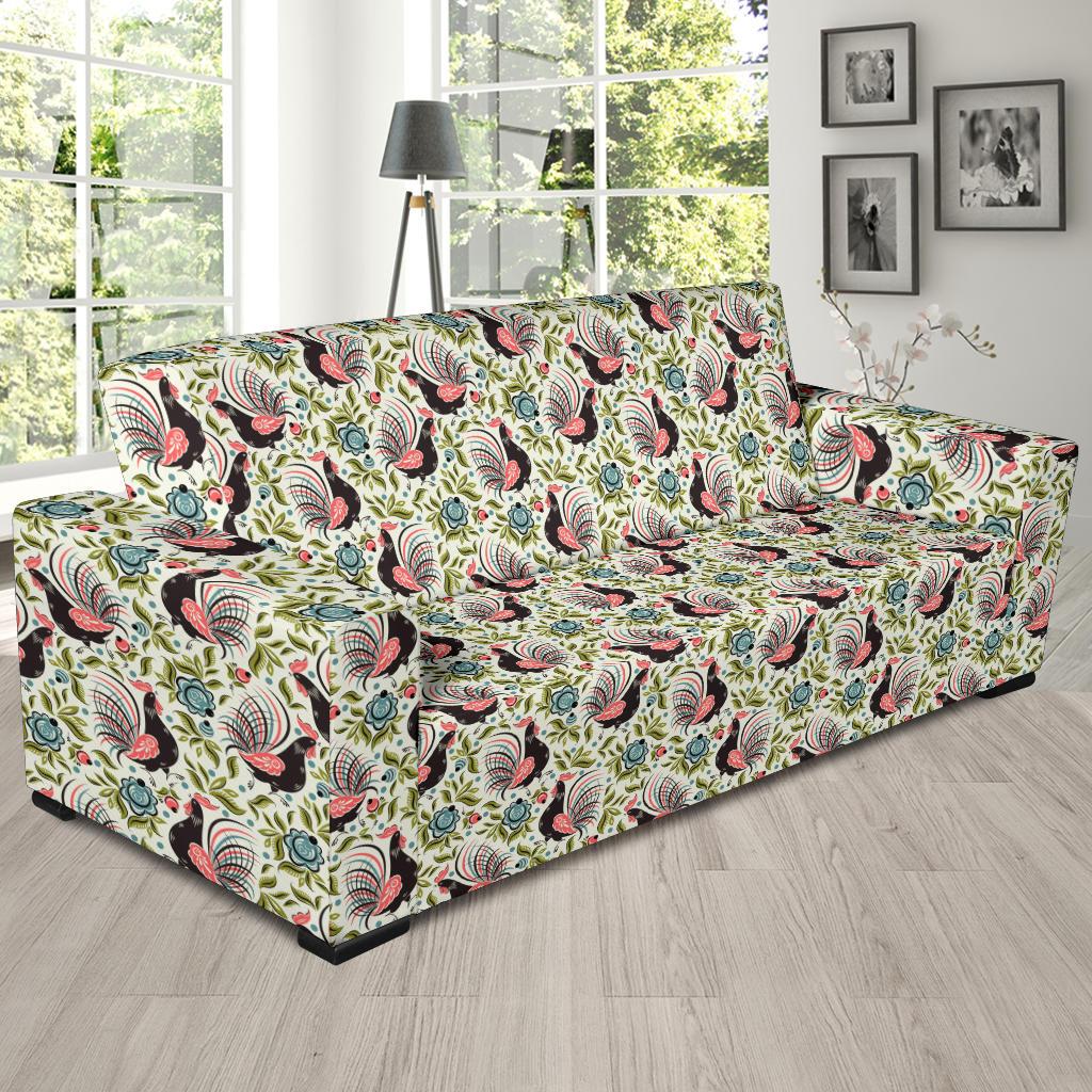 Rooster Print Design Sofa Slipcover-JTAMIGO.COM