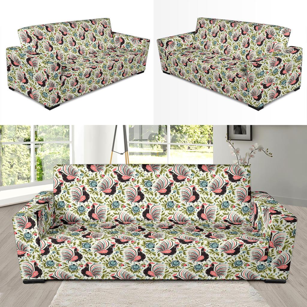 Rooster Print Design Sofa Slipcover-JTAMIGO.COM