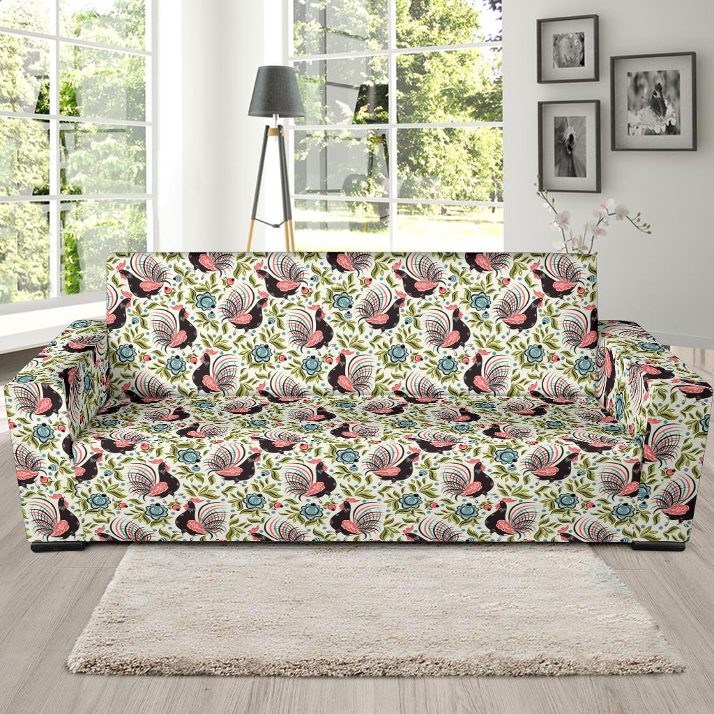 Rooster Print Design Sofa Slipcover-JTAMIGO.COM