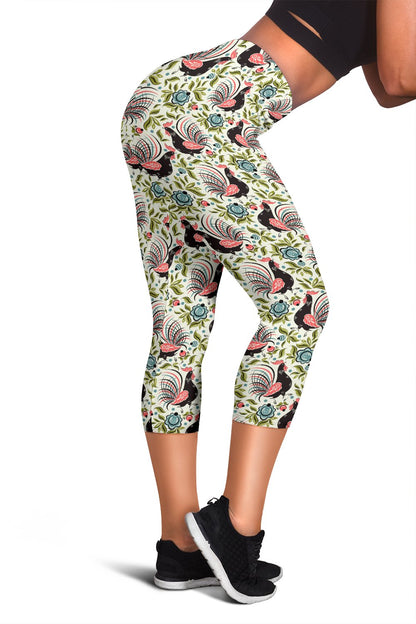 Rooster Print Design Women Capris