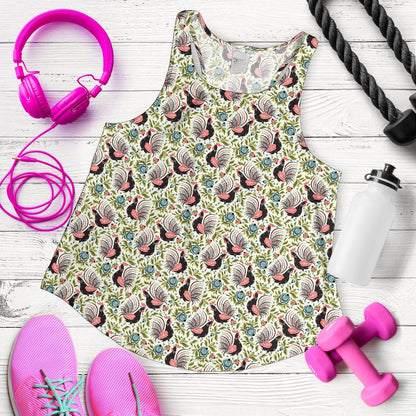 Rooster Print Design Women Racerback Tank Top