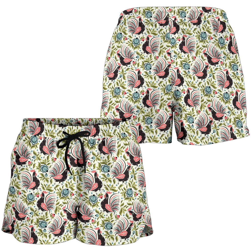 Rooster Print Design Women Shorts-JTAMIGO.COM